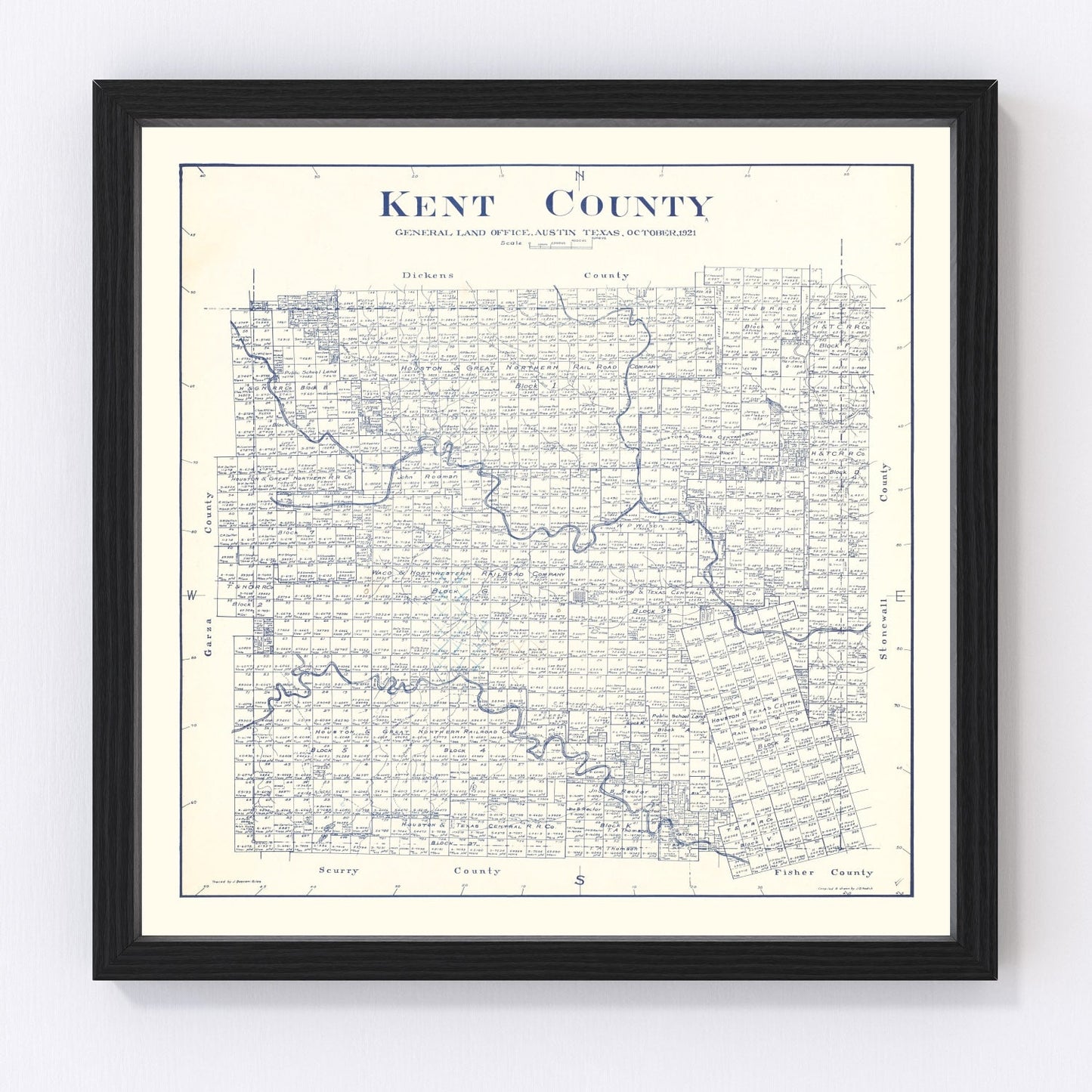 Vintage map of Kent County, Texas, 1921