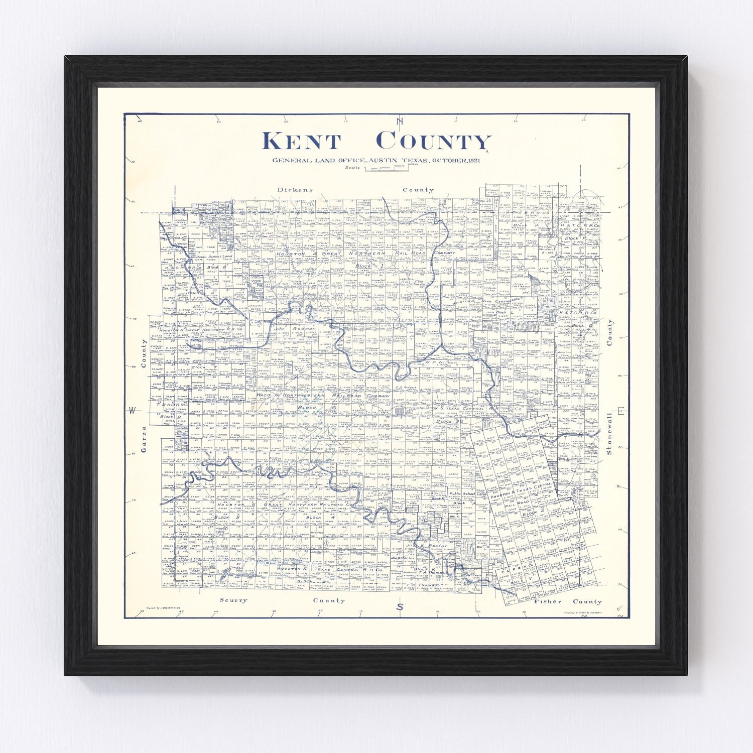 Vintage map of Kent County, Texas, 1921