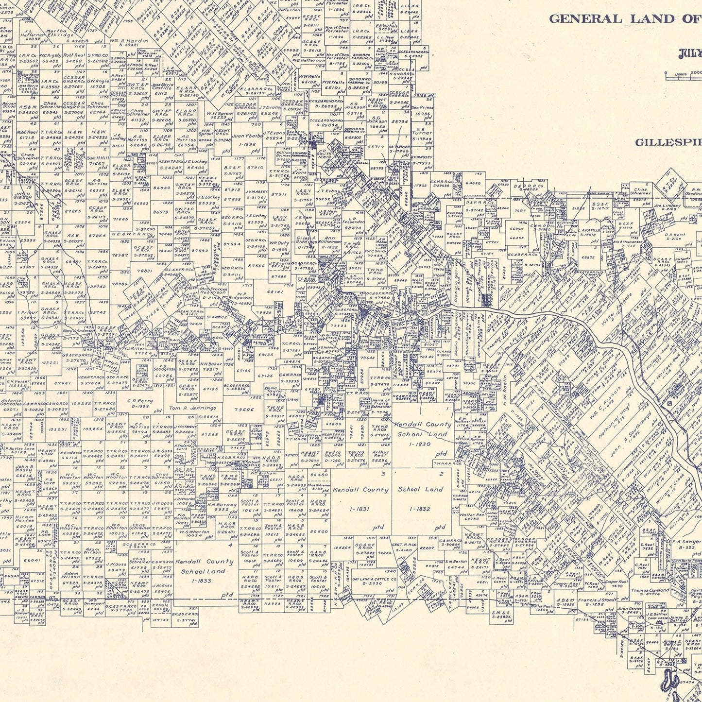 Vintage Map of Kerr County, Texas, 1923 (II)