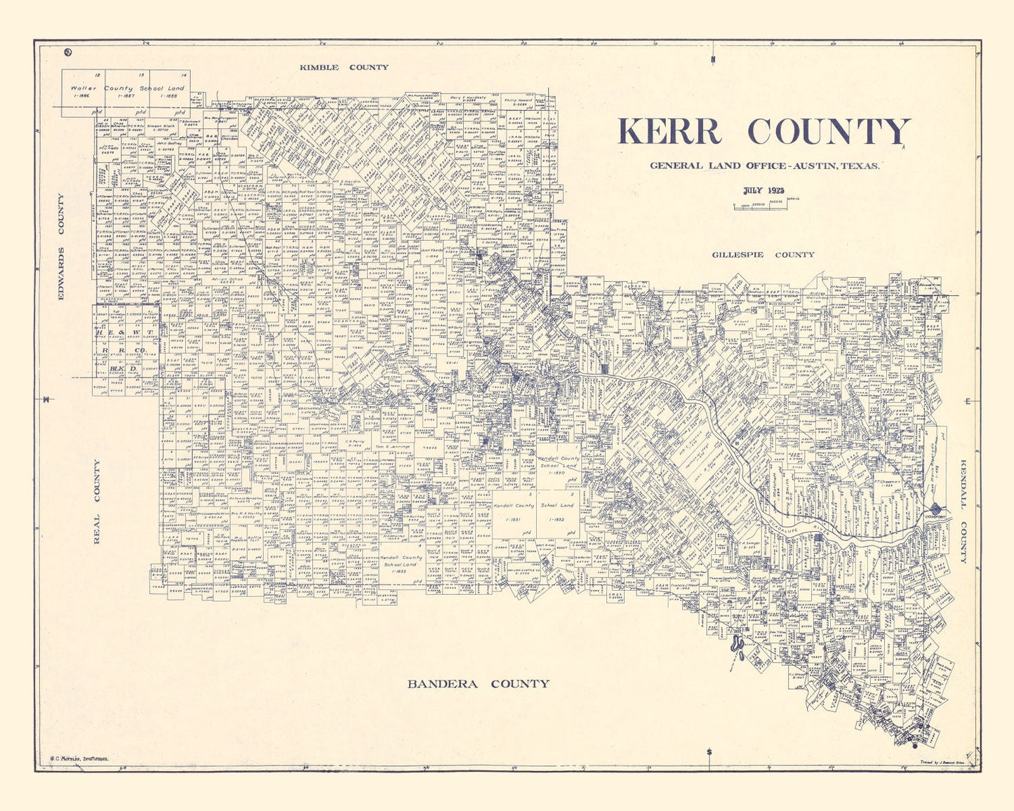 Vintage Map of Kerr County, Texas, 1923 (II)