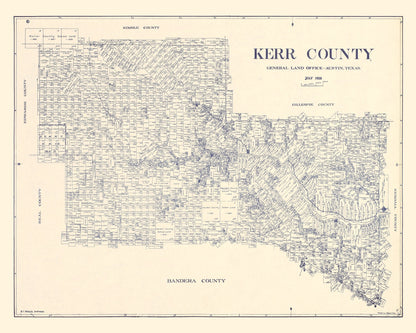 Vintage Map of Kerr County, Texas, 1923 (II)