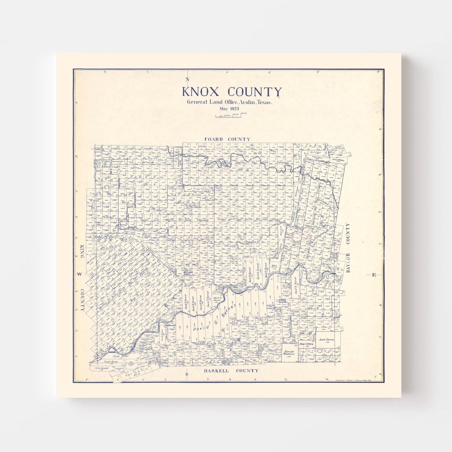 Vintage Map of Knox County, Texas, 1923