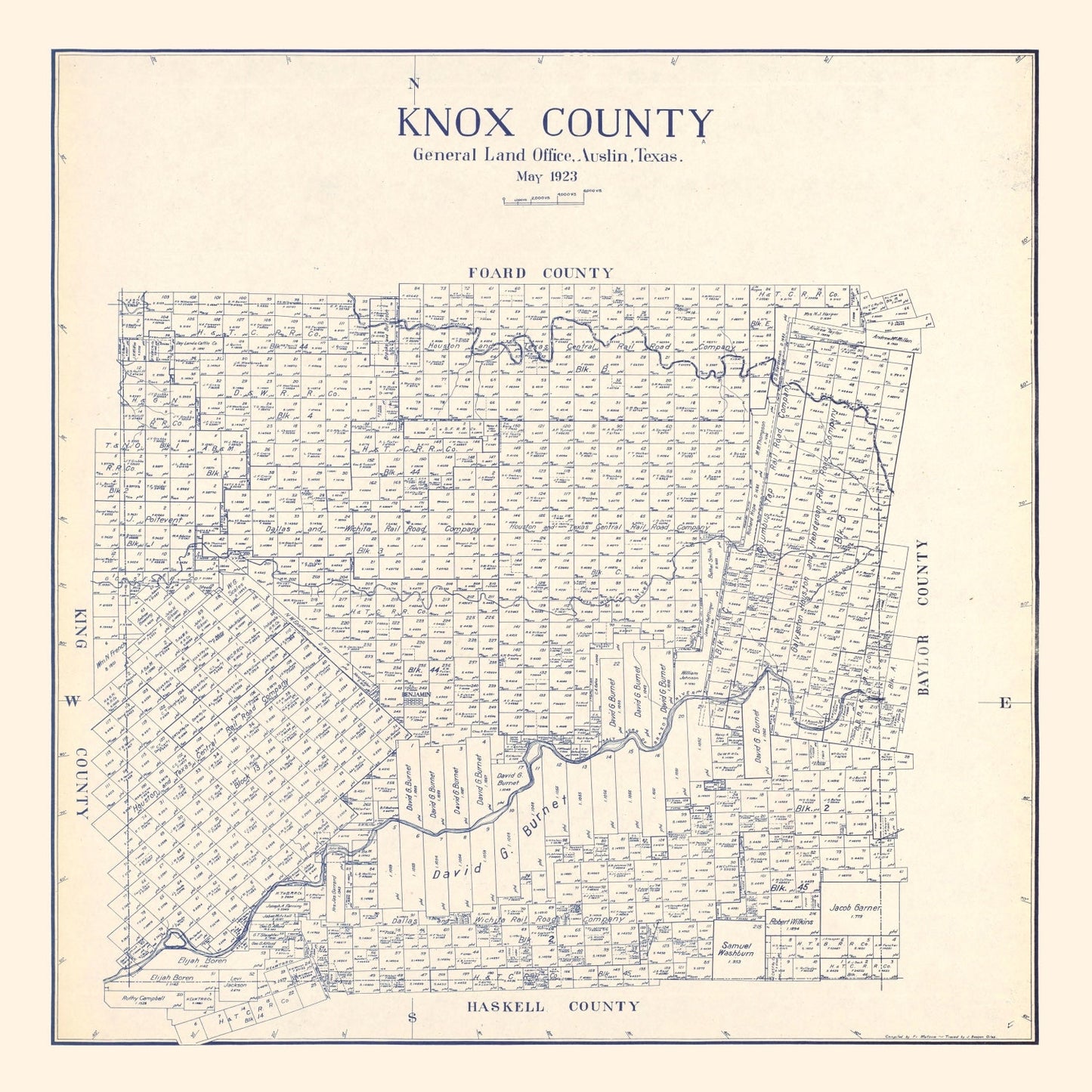 Vintage Map of Knox County, Texas, 1923