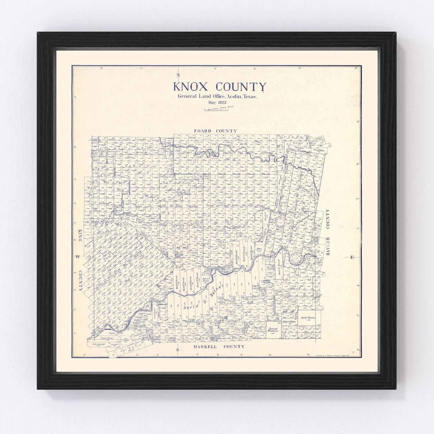 vintage map of Knox County, Texas, 1923
