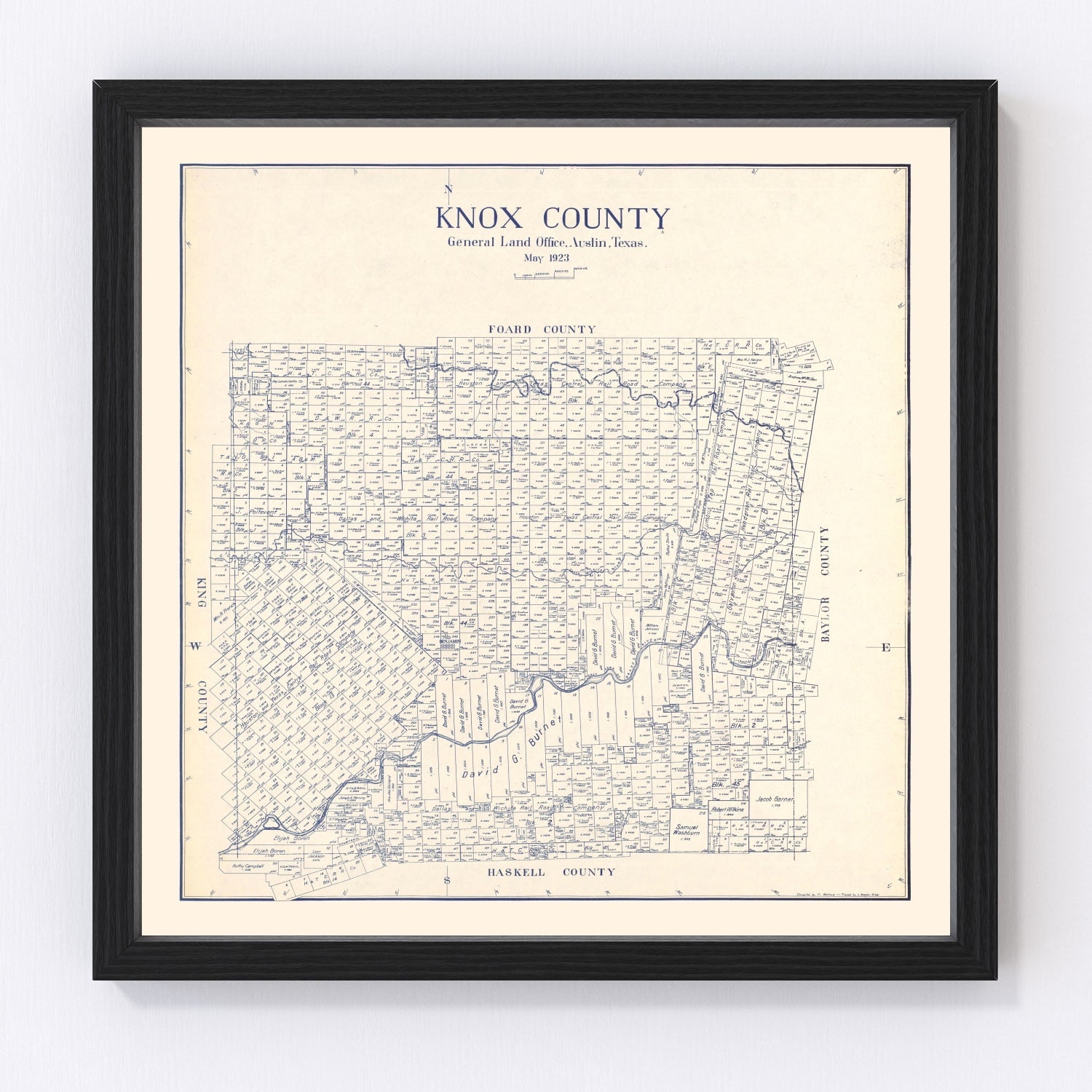 vintage map of Knox County, Texas, 1923