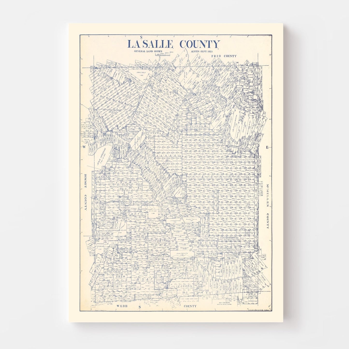Vintage Map of La Salle County, Texas, 1923