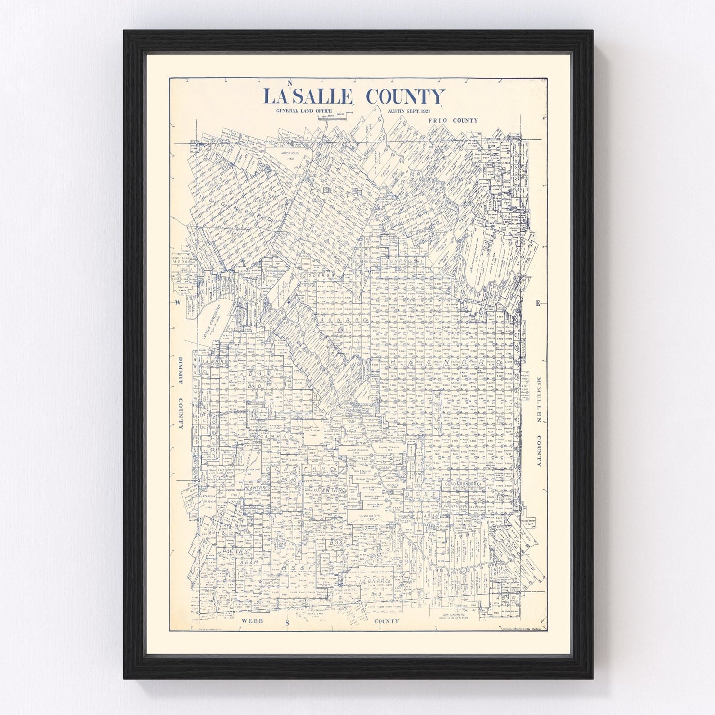 vintage map of La Salle County, Texas, 1923