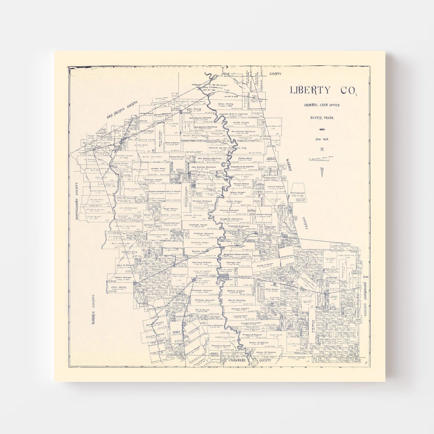 Vintage Map of Liberty County, Texas, 1926