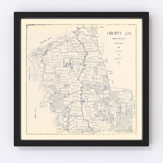 Vintage map of Liberty County, Texas, 1926