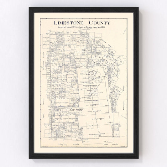 Vintage map of Limestone County, Texas, 1922