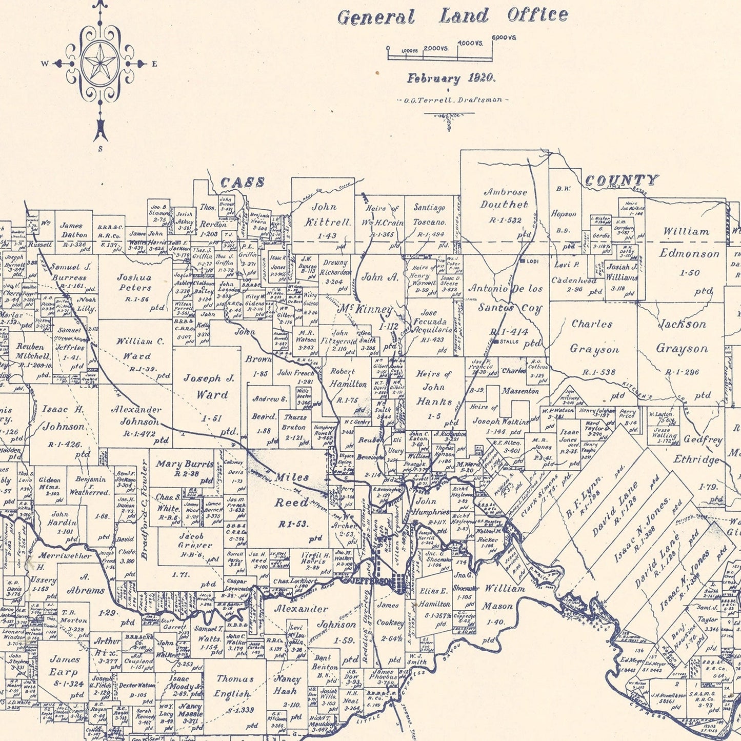 Vintage Map of Marion County, Texas, 1920