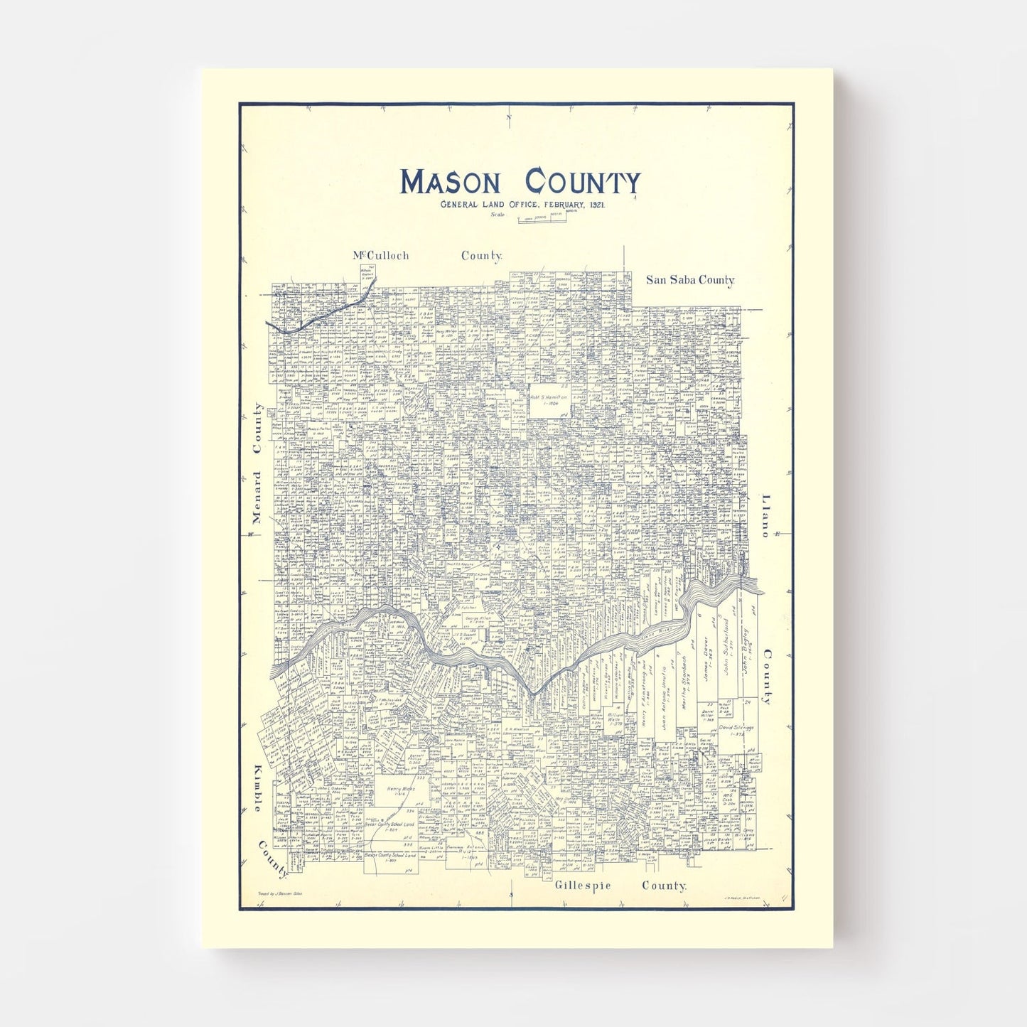 Vintage Map of Mason County, Texas, 1921