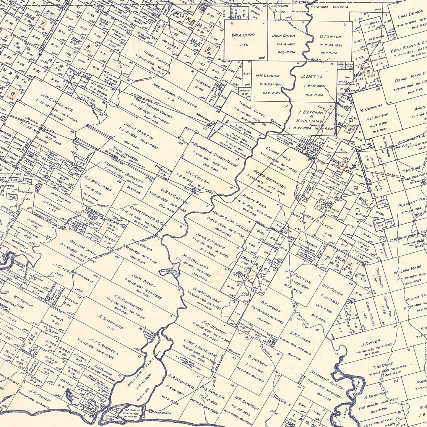 Vintage Map of Matagorda County, Texas, 1920