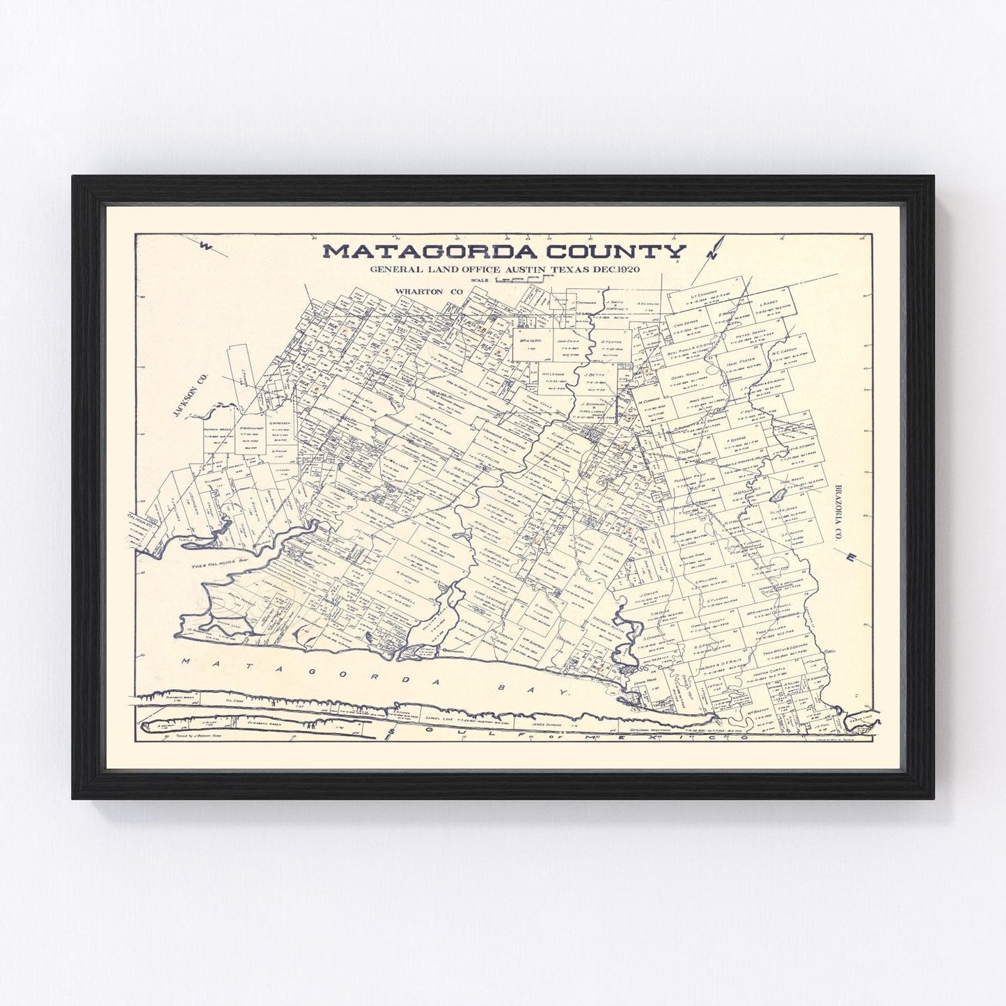 Vintage map of Matagorda County, Texas, 1920