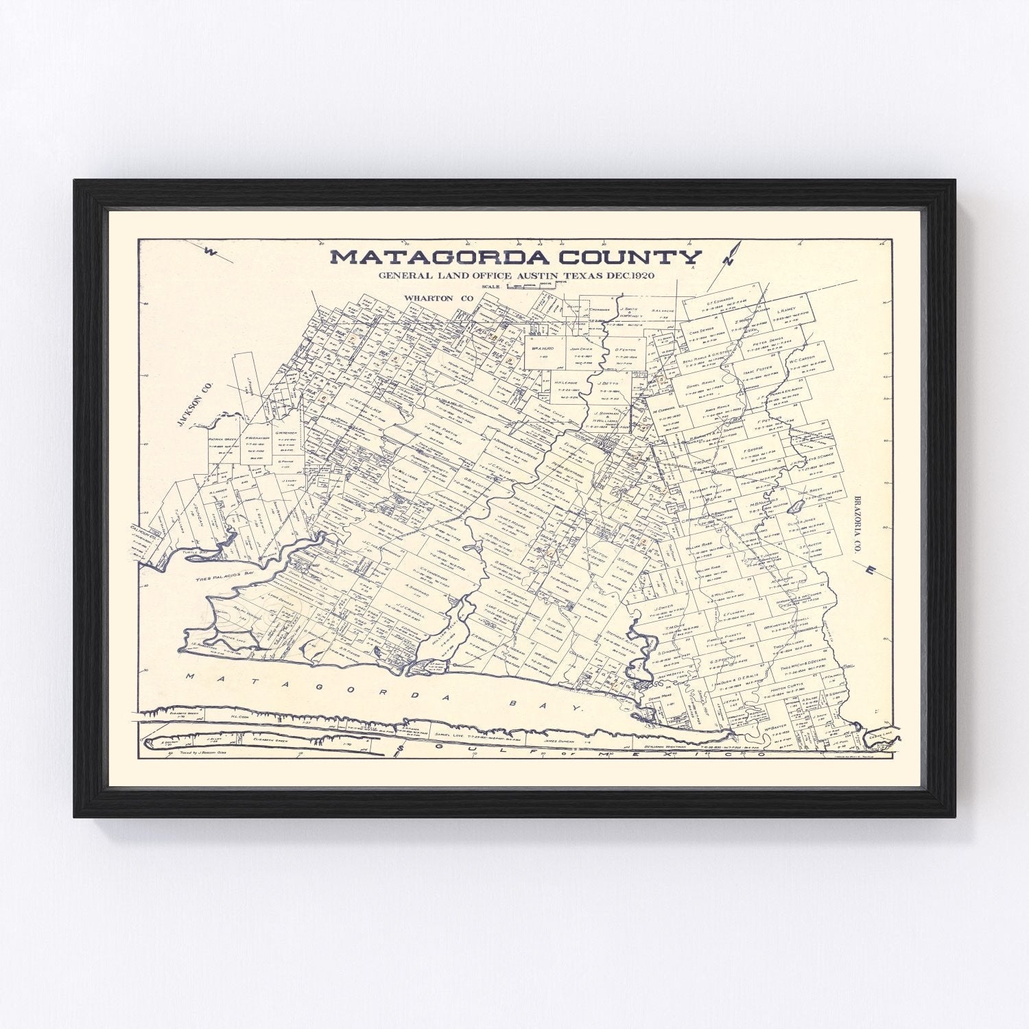 Vintage map of Matagorda County, Texas, 1920