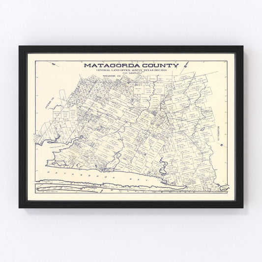 Vintage map of Matagorda County, Texas, 1920