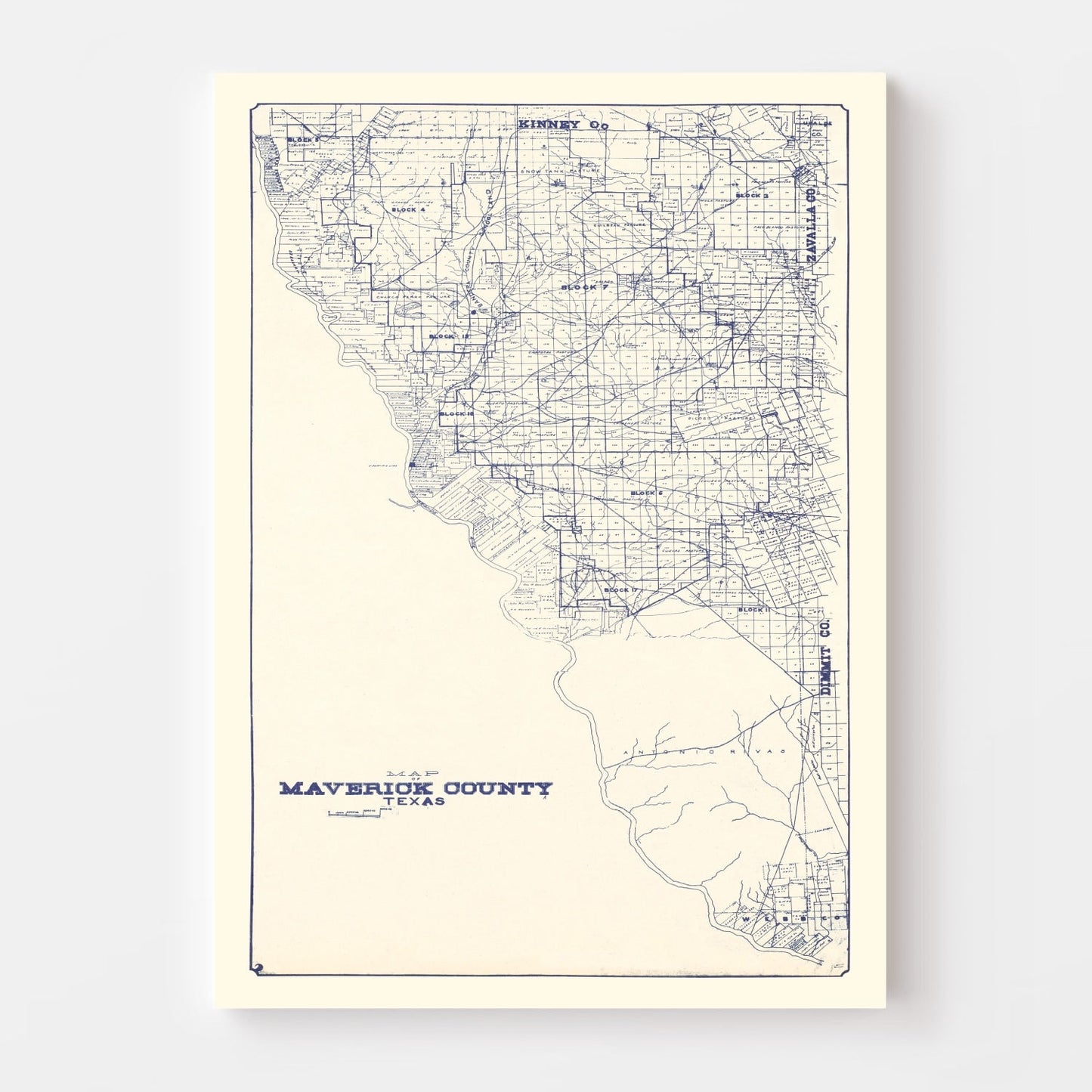 Vintage Map of Maverick County, Texas, 1927