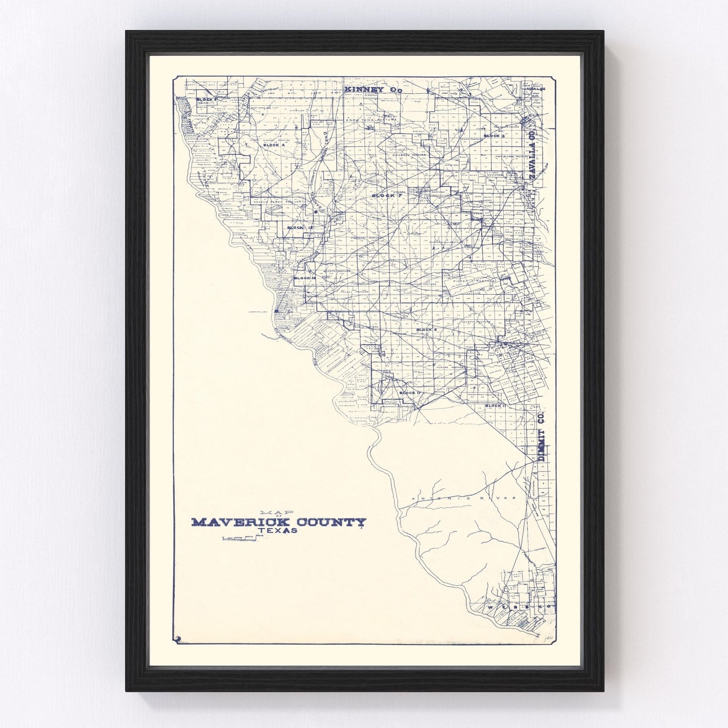 Vintage map of Maverick County, Texas, 1927
