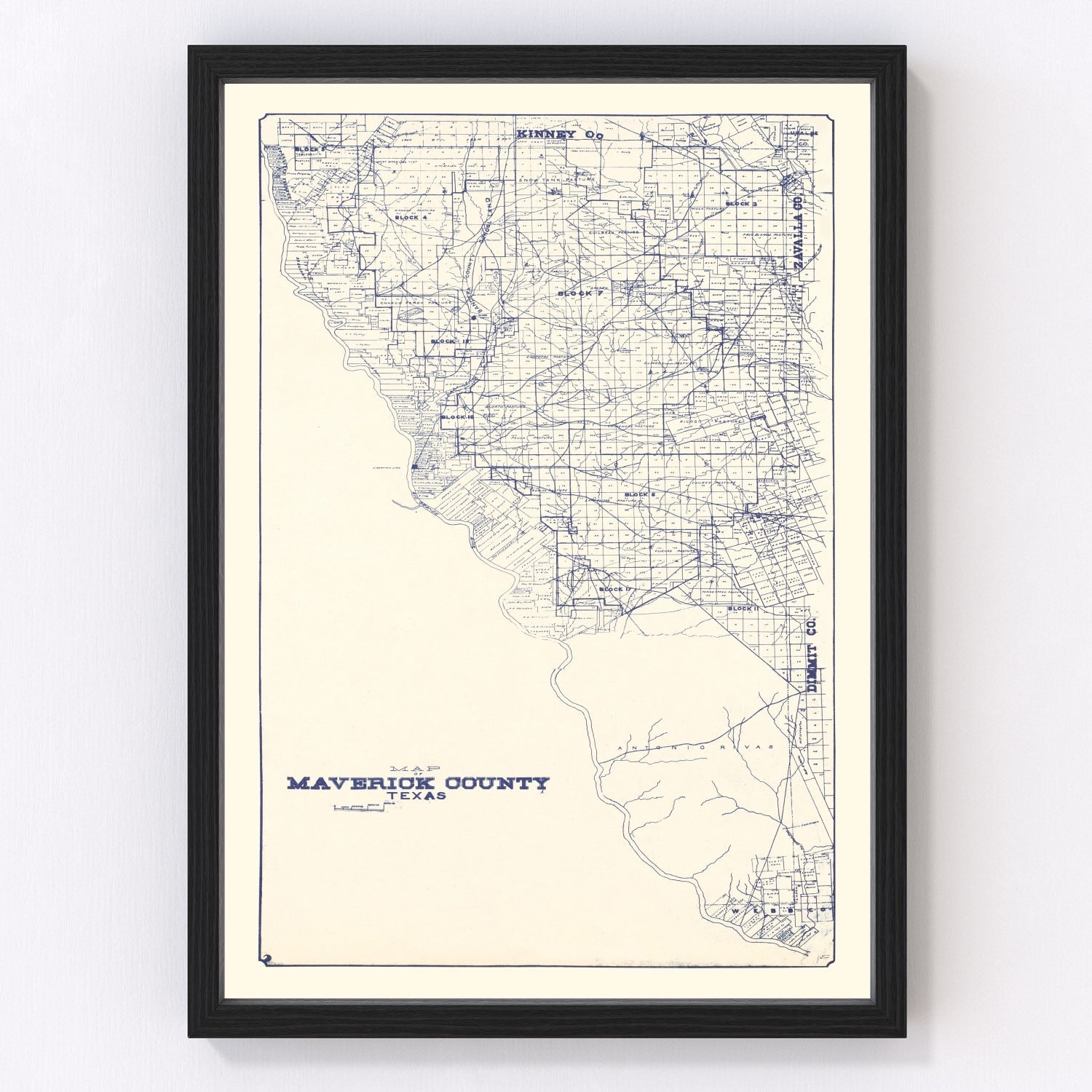 Vintage map of Maverick County, Texas, 1927