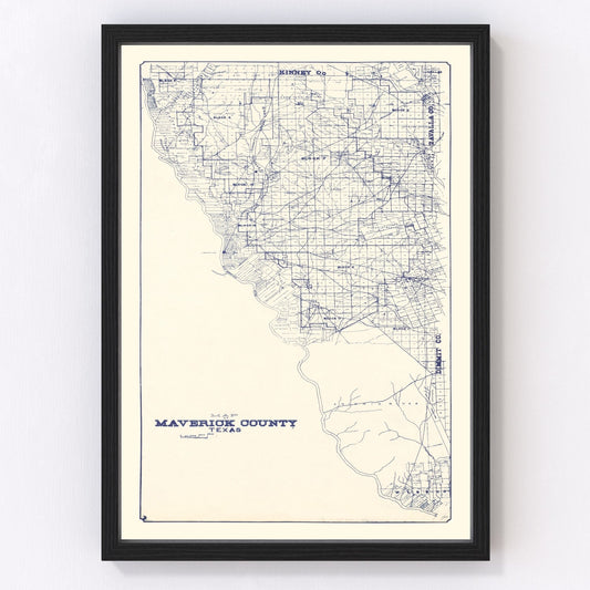 Vintage map of Maverick County, Texas, 1927