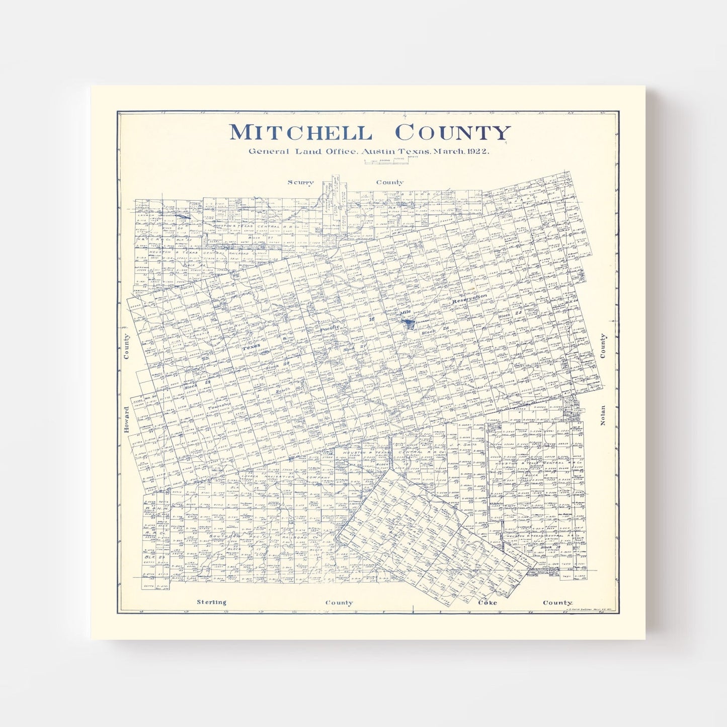 Vintage Map of Mitchell County, Texas, 1922 (v2)