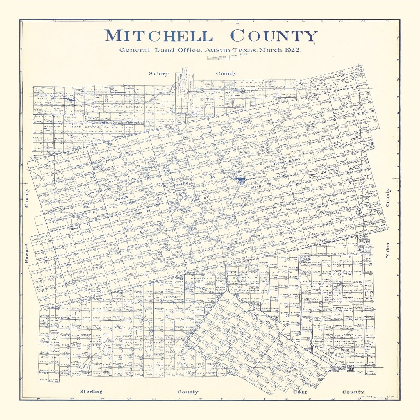 Vintage Map of Mitchell County, Texas, 1922 (v2)