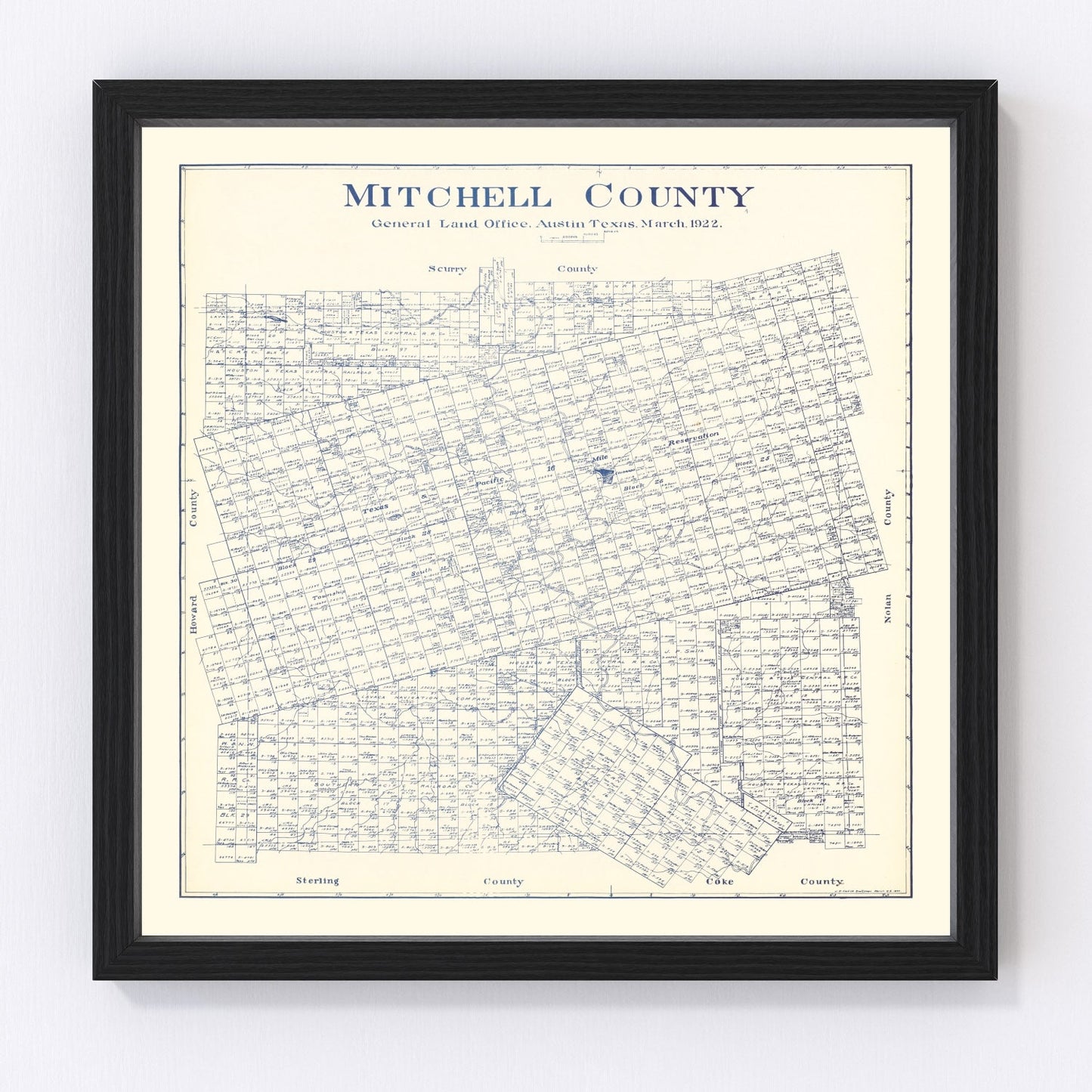 Vintage map of Mitchell County, Texas, 1922