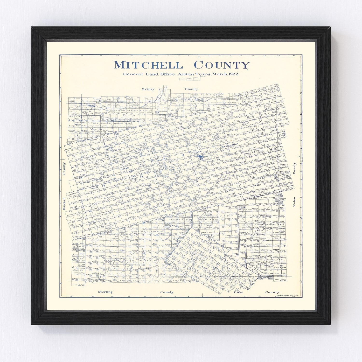 Vintage map of Mitchell County, Texas, 1922