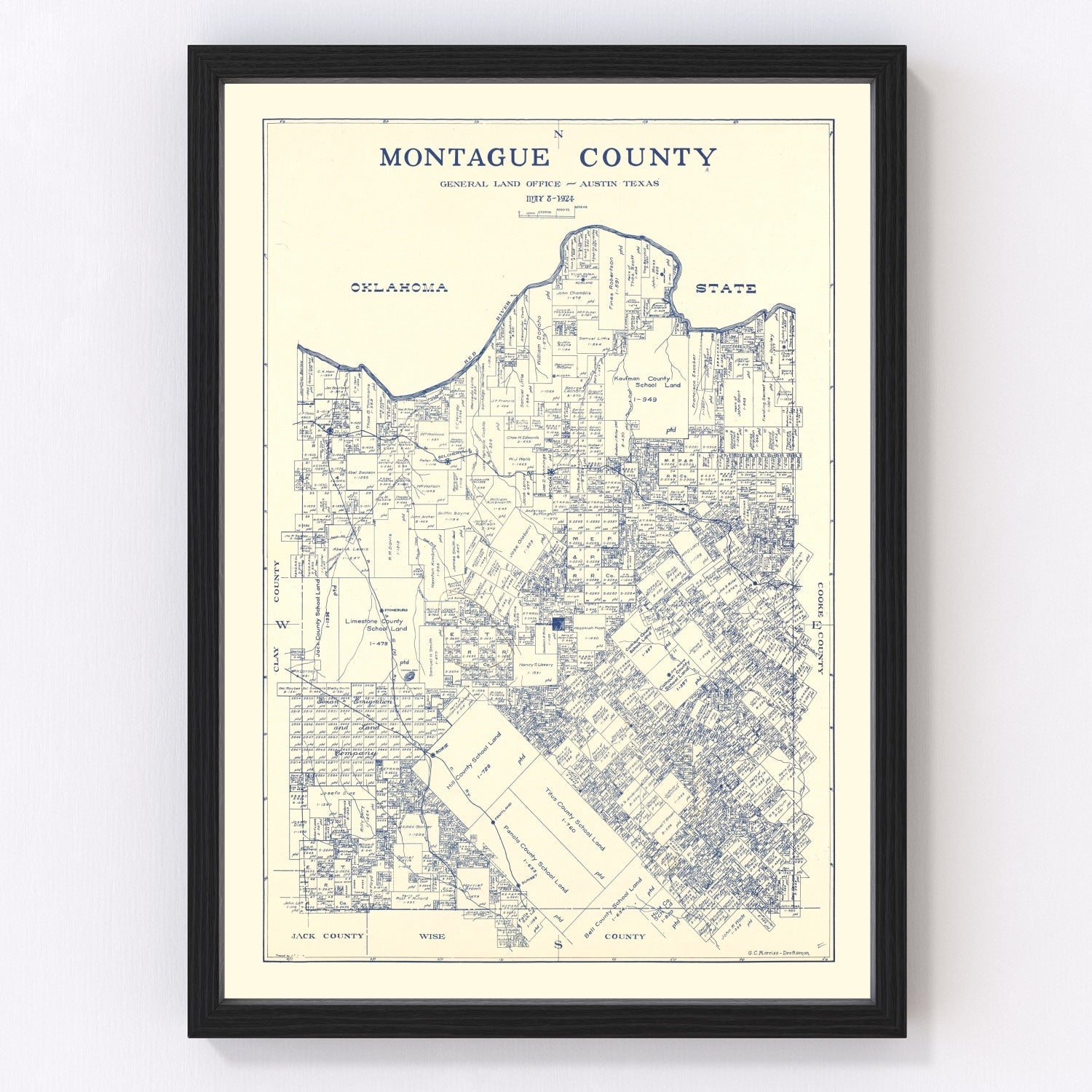 Vintage map of Montague County, Texas, 1924