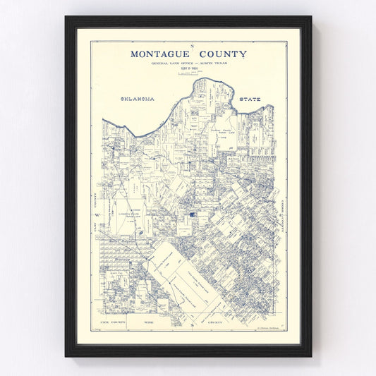 Vintage map of Montague County, Texas, 1924