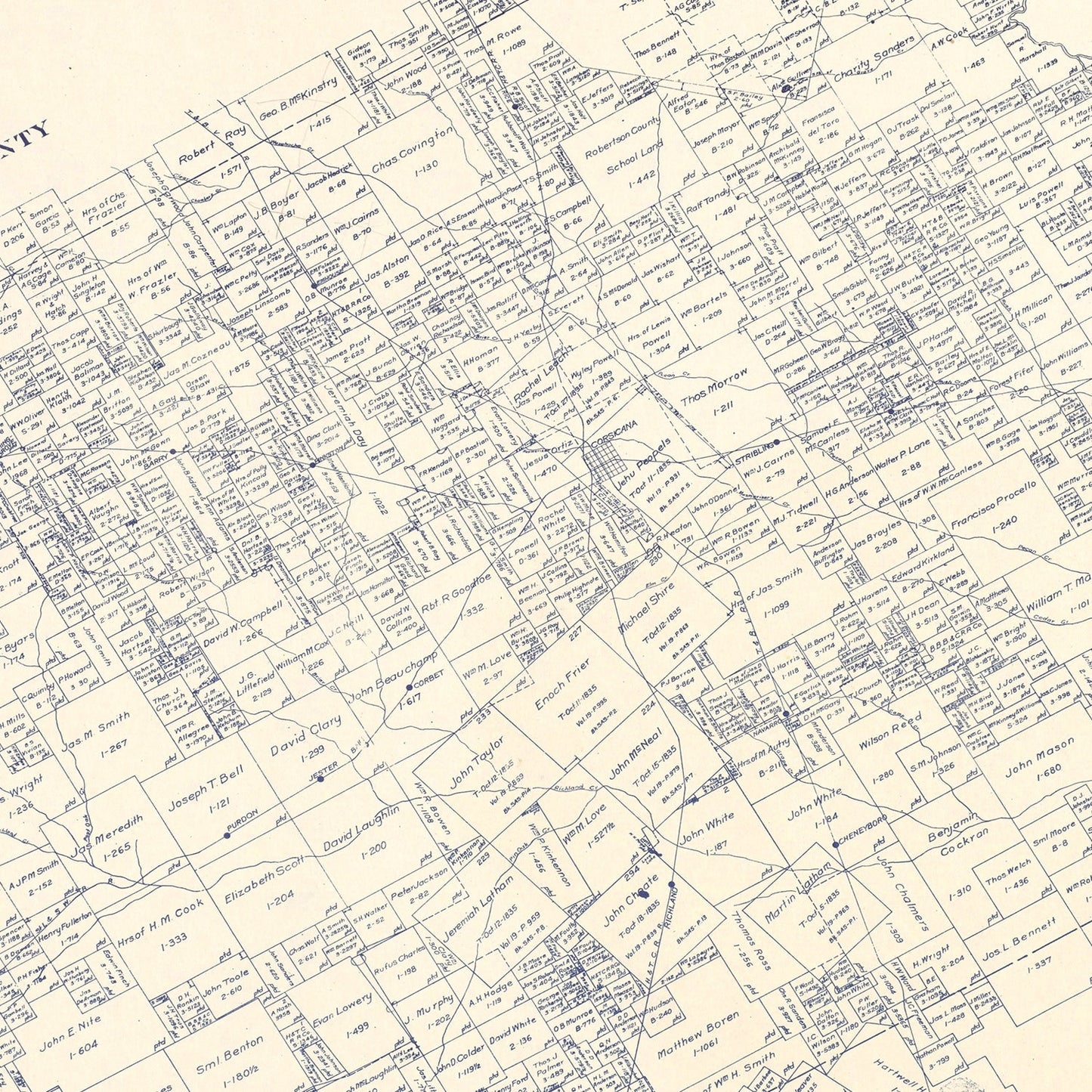 Vintage Map of Navarro County, Texas, 1924