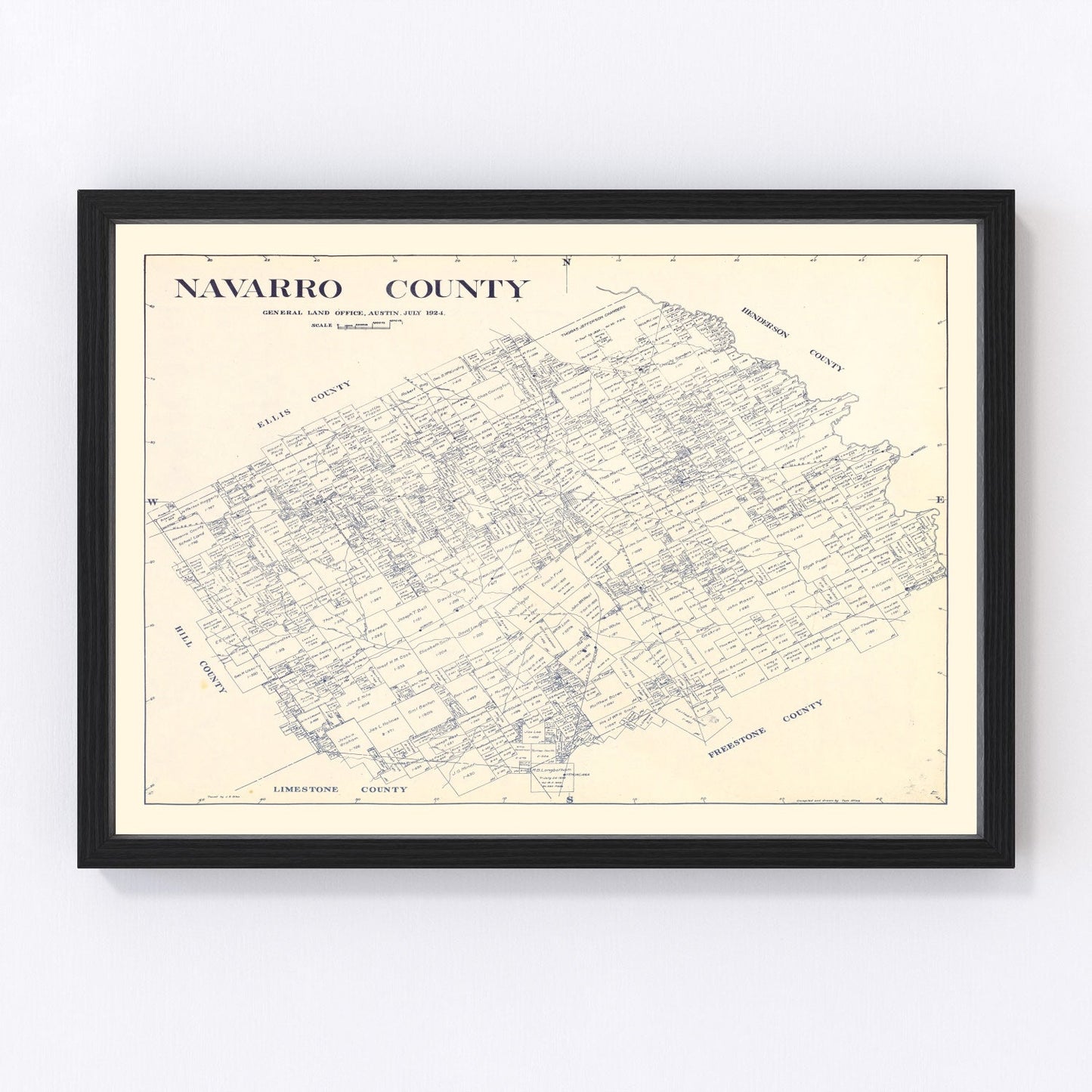 Vintage map of Navarro County, Texas, 1924