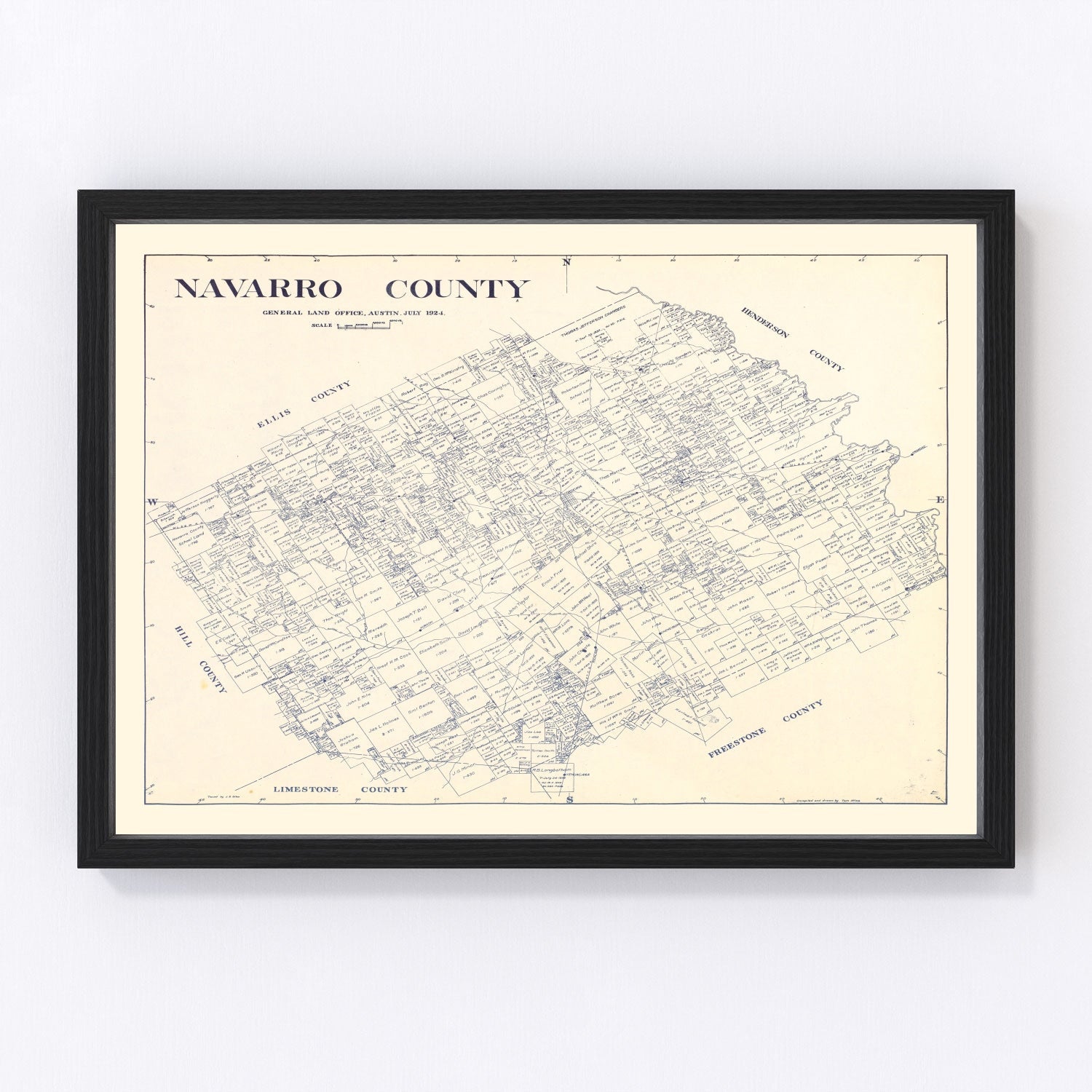 Vintage map of Navarro County, Texas, 1924