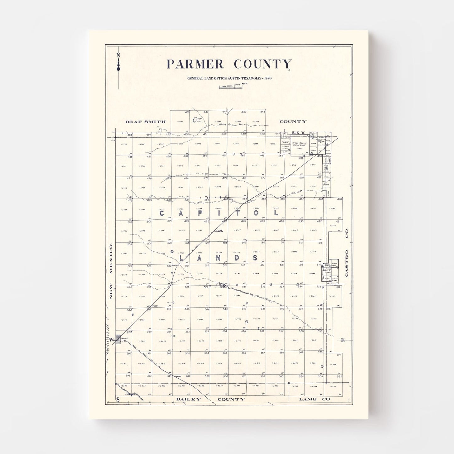 Vintage Map of Parmer County, Texas, 1926