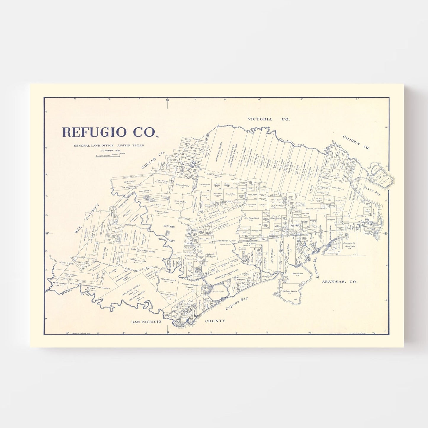 Vintage Map of Refugio County, Texas, 1921