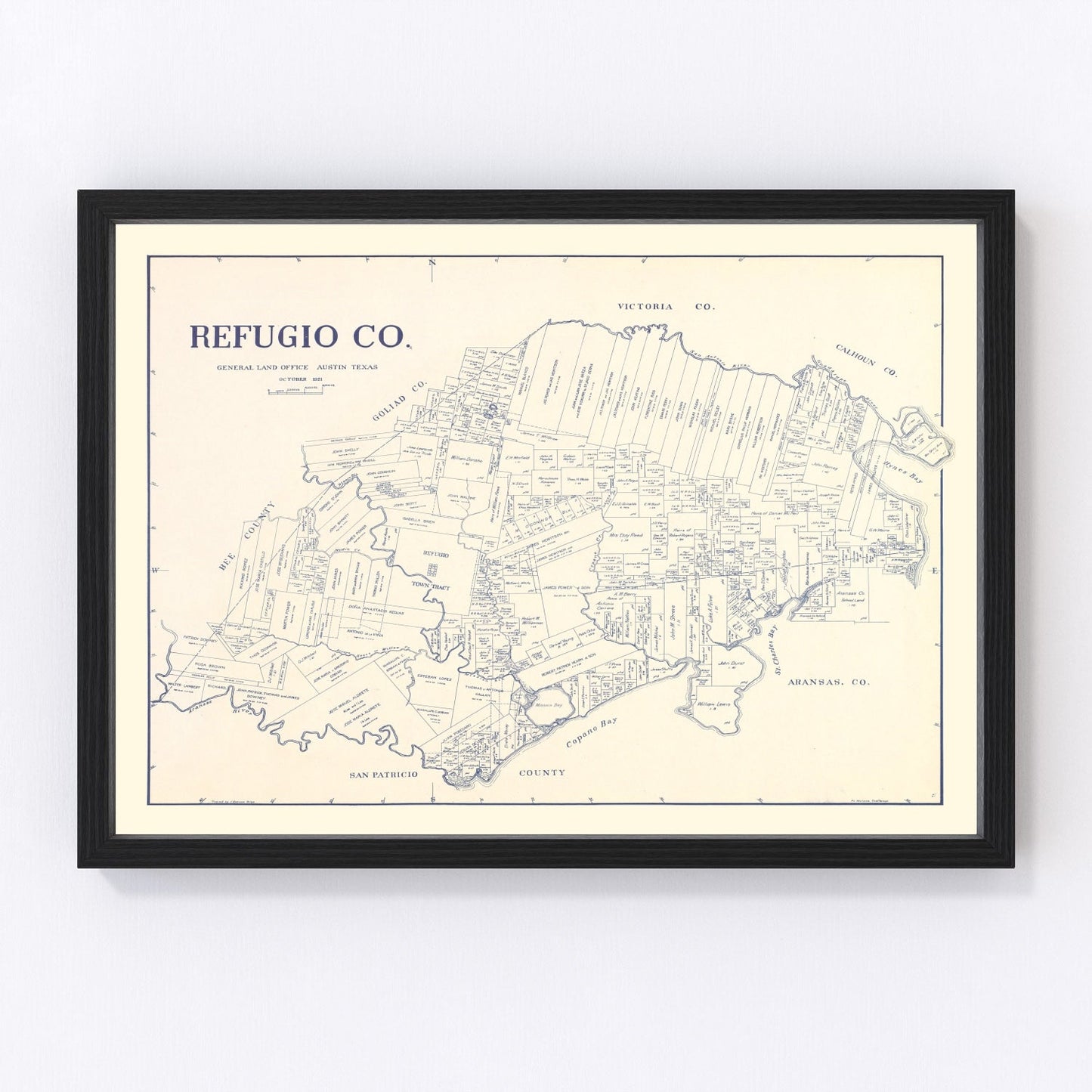 Vintage map of Refugio County, Texas, 1921