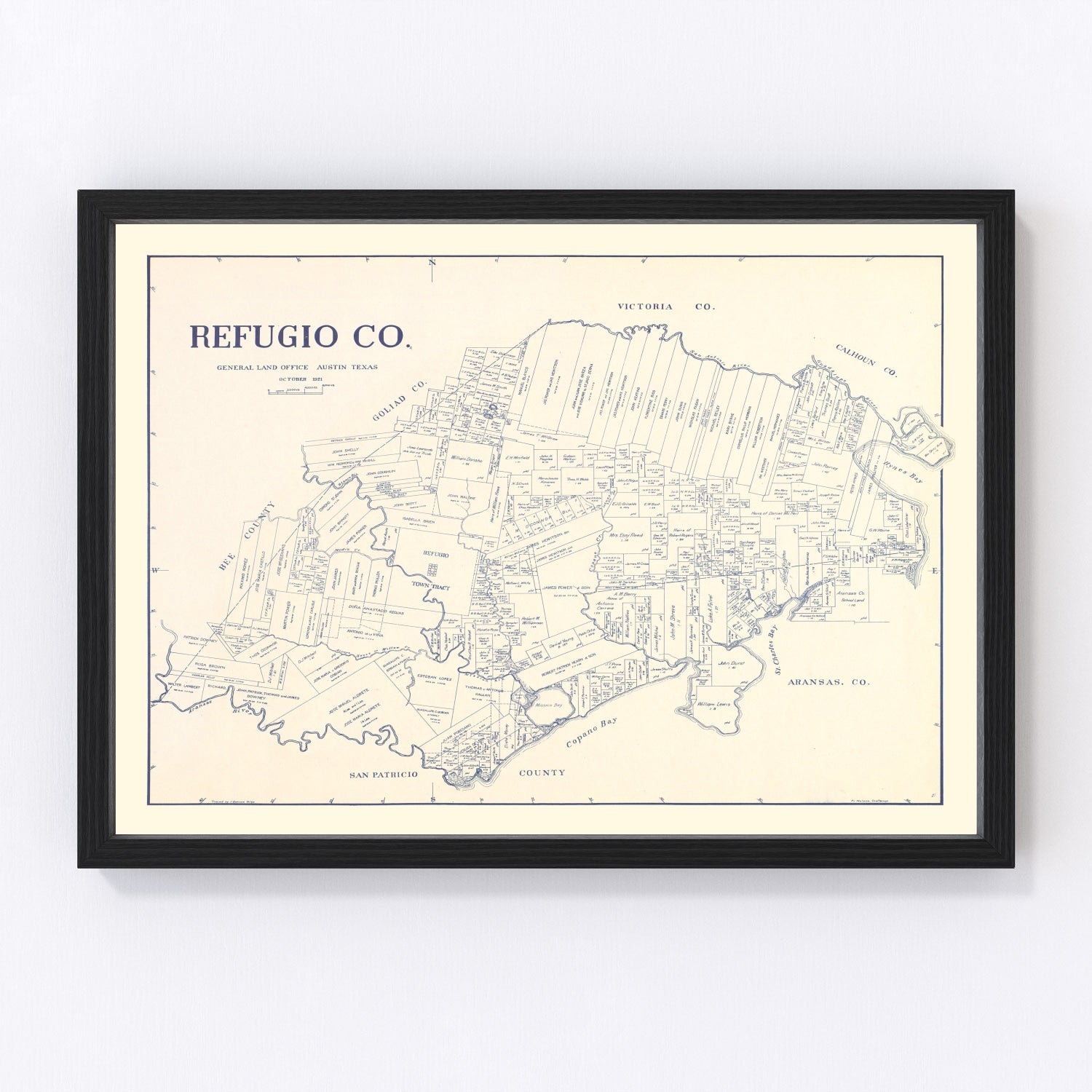 Vintage map of Refugio County, Texas, 1921