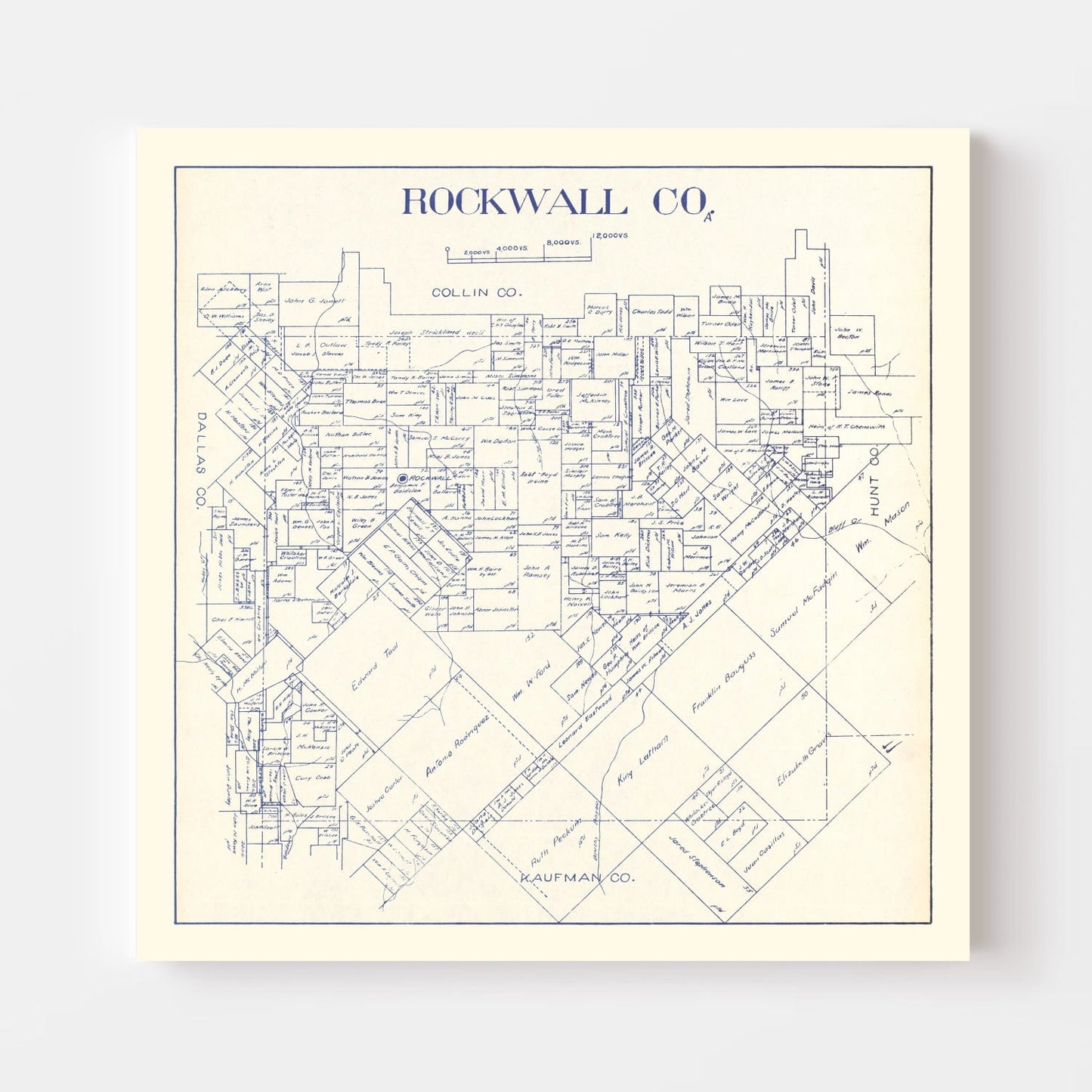 Vintage Map of Rockwall County, Texas, 1927