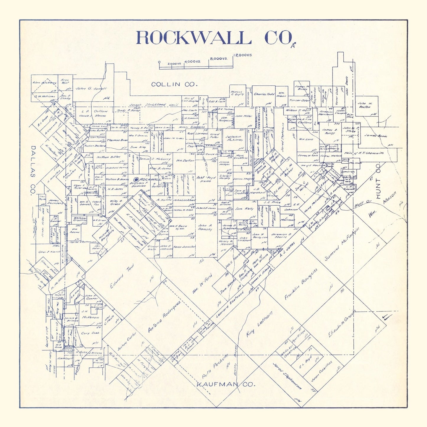 Vintage Map of Rockwall County, Texas, 1927