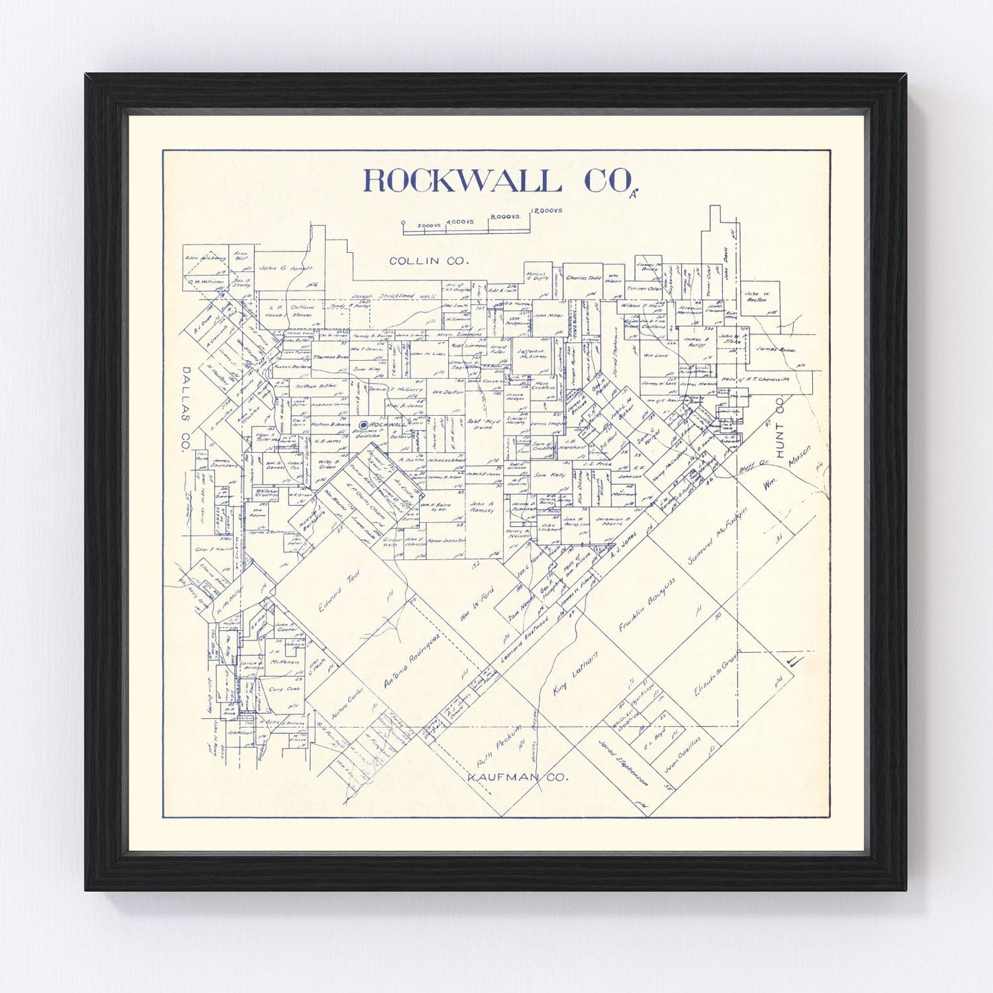 vintage map of Rockwall County, Texas, 1927