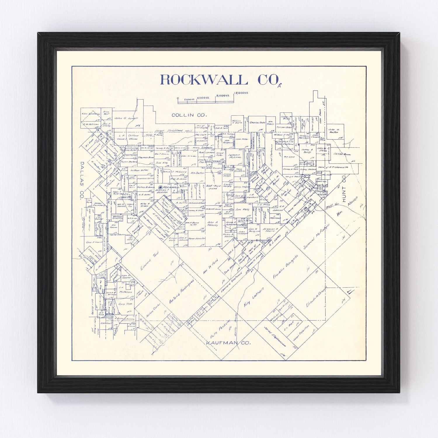 vintage map of Rockwall County, Texas, 1927