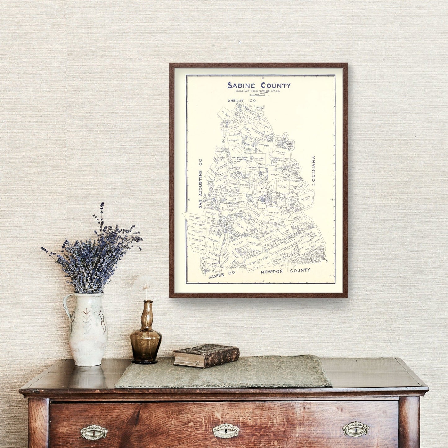 Vintage Map of Sabine County, Texas, 1920