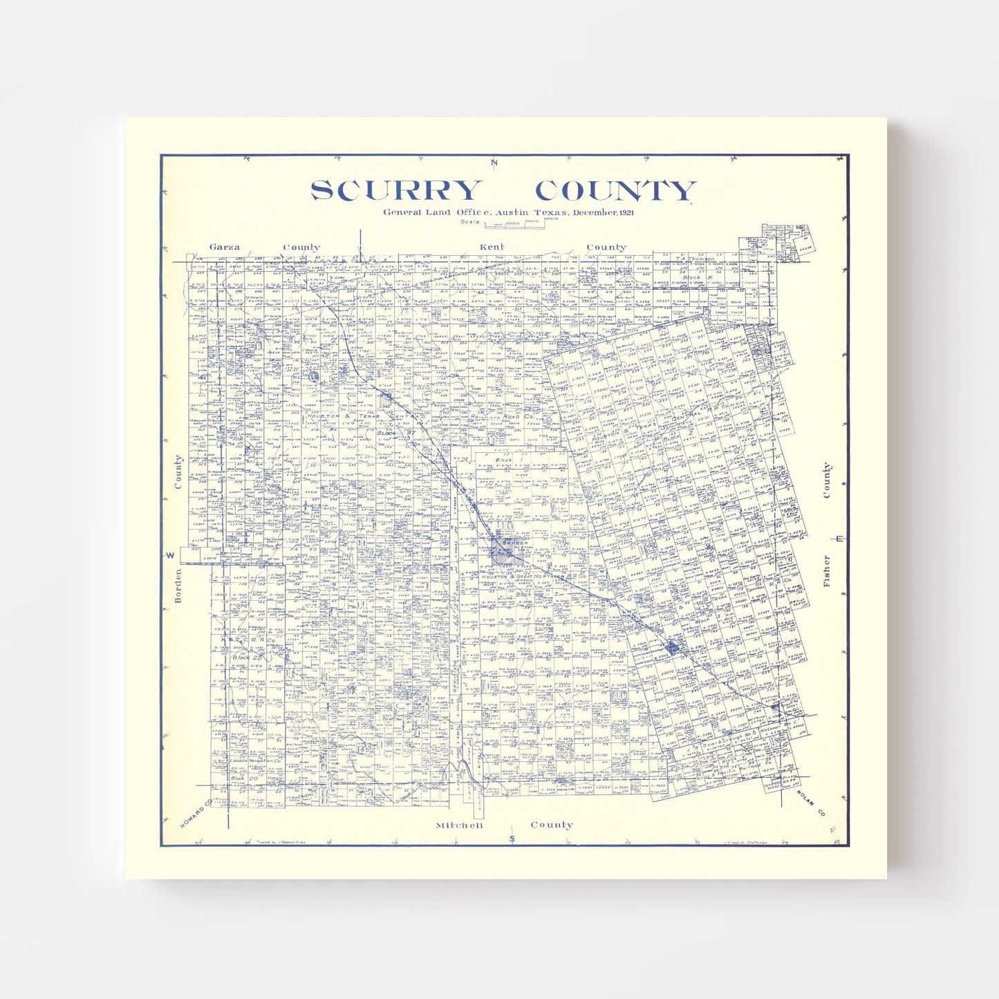 Vintage Map of Scurry County, Texas, 1921
