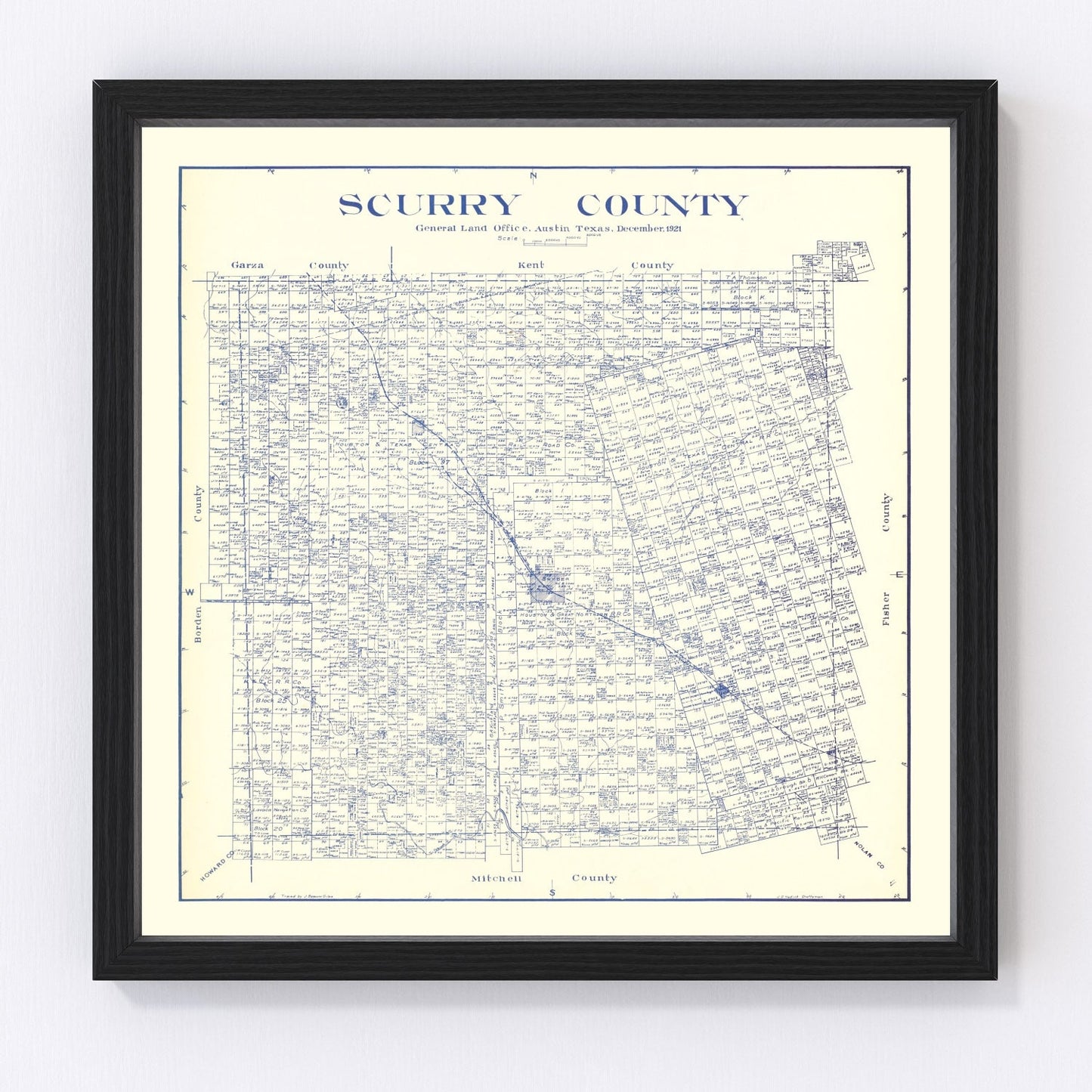 vintage map of Scurry County, Texas, 1921