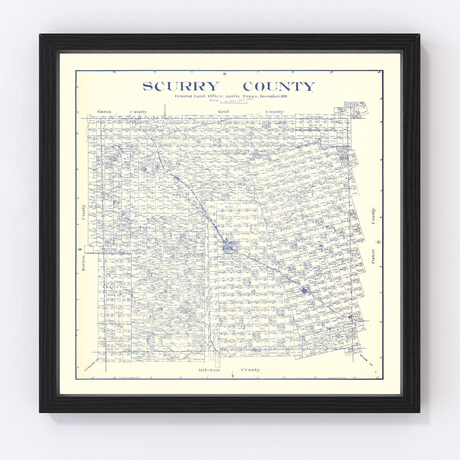 vintage map of Scurry County, Texas, 1921