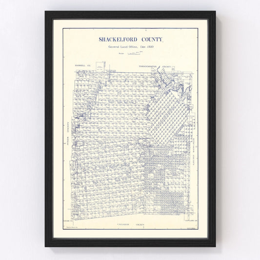 vintage map of Shackelford County, Texas, 1920