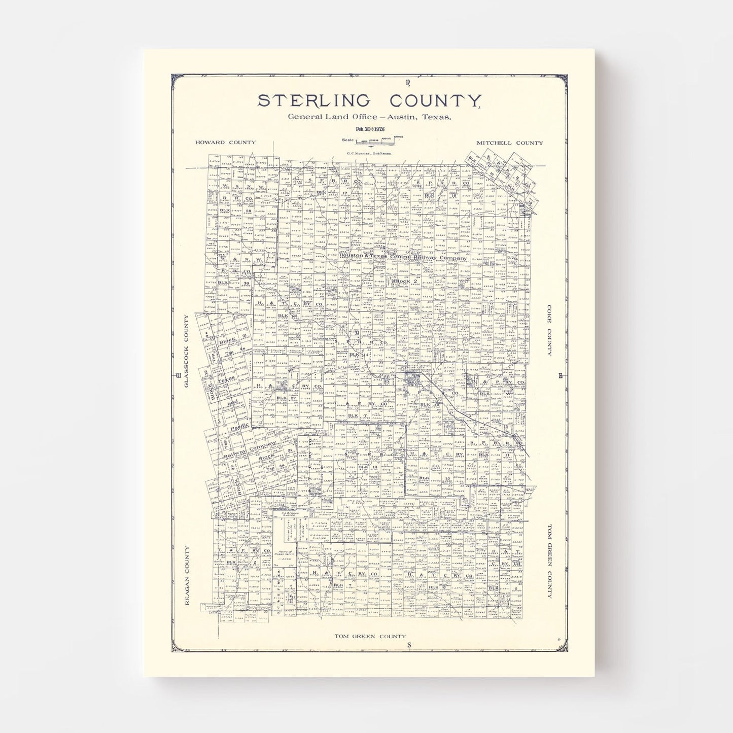 Vintage Map of Sterling County, Texas, 1926