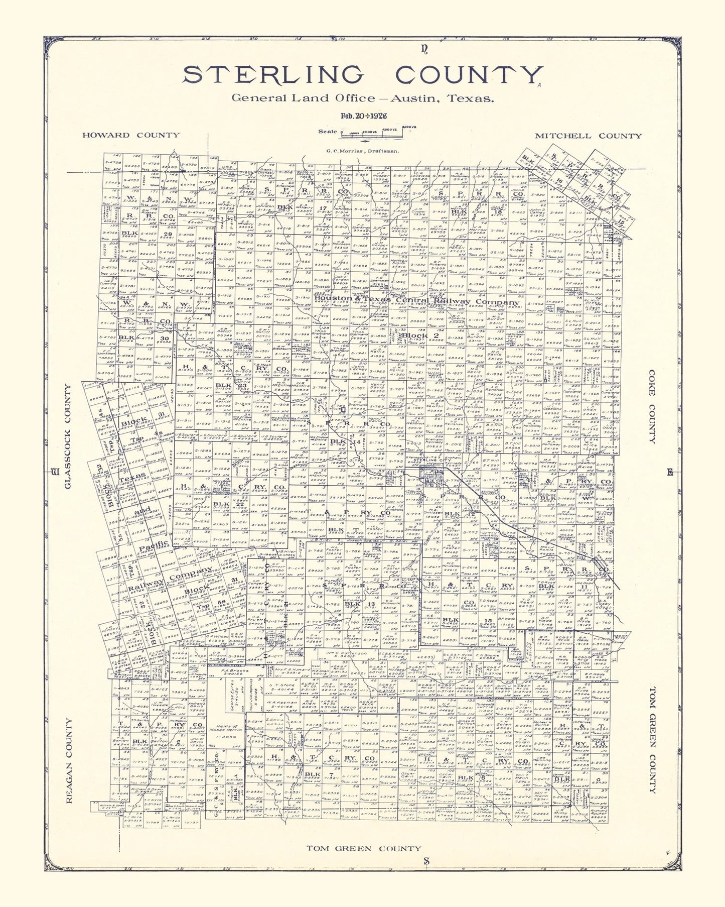 Vintage Map of Sterling County, Texas, 1926