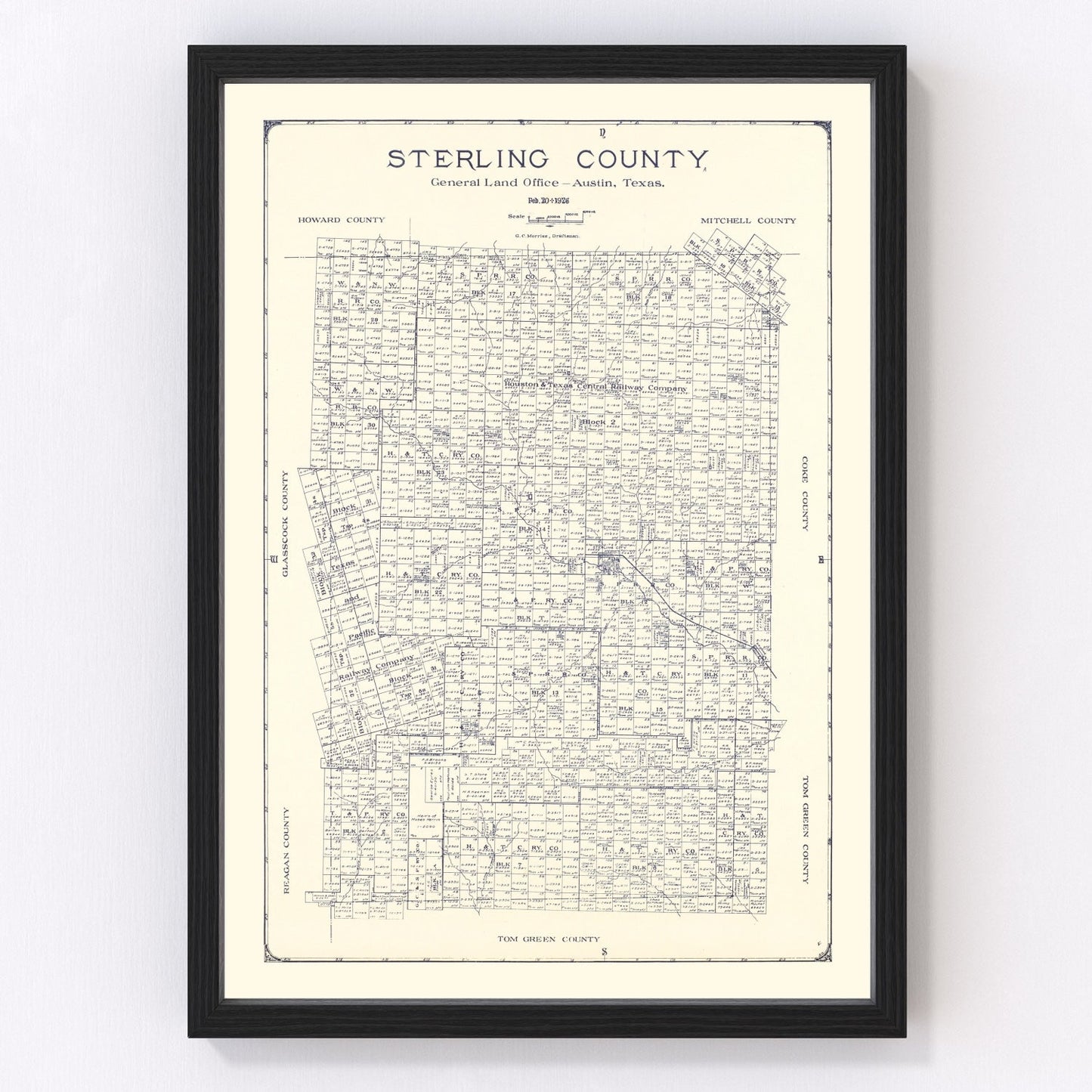 Vintage map of Sterling County, Texas, 1926