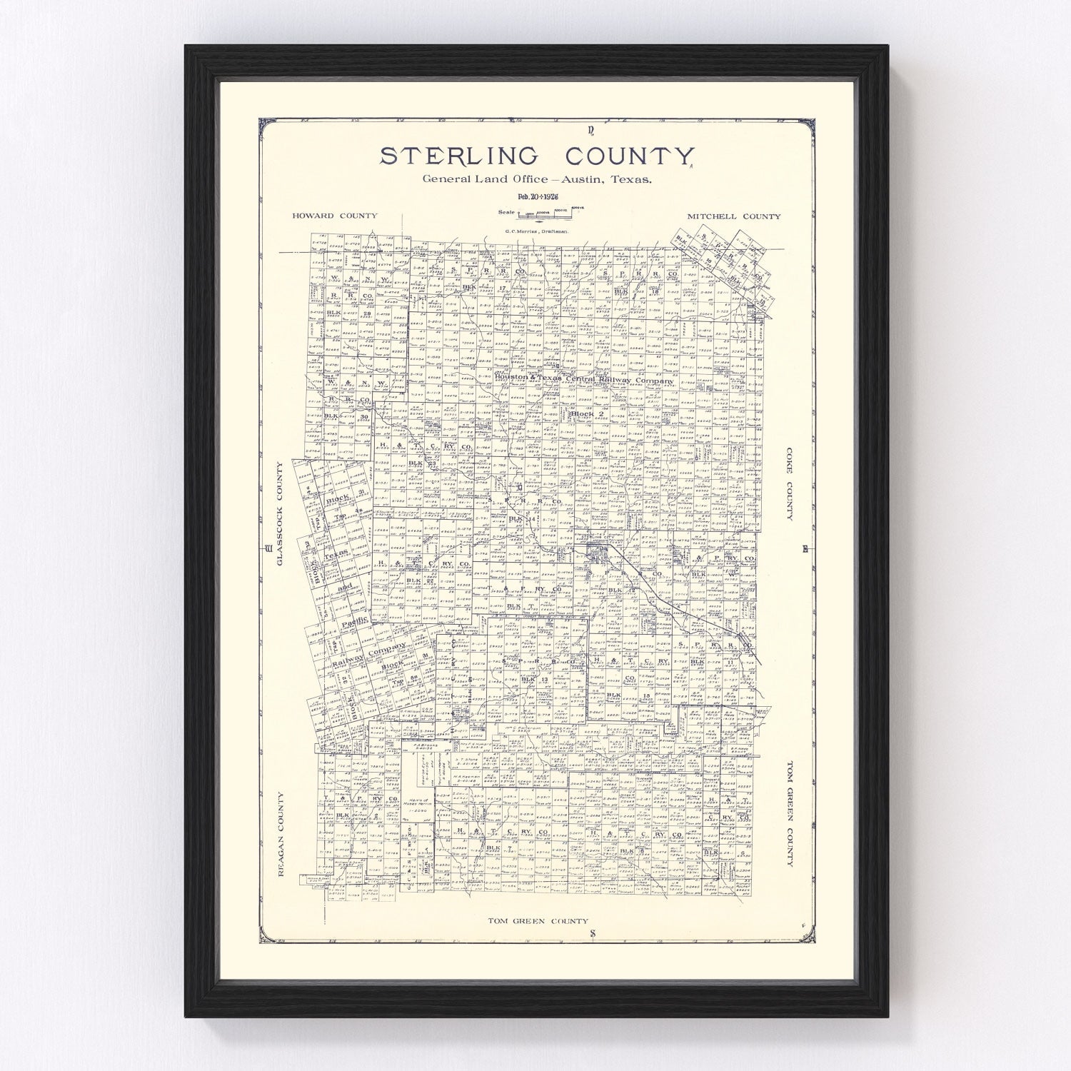 Vintage map of Sterling County, Texas, 1926